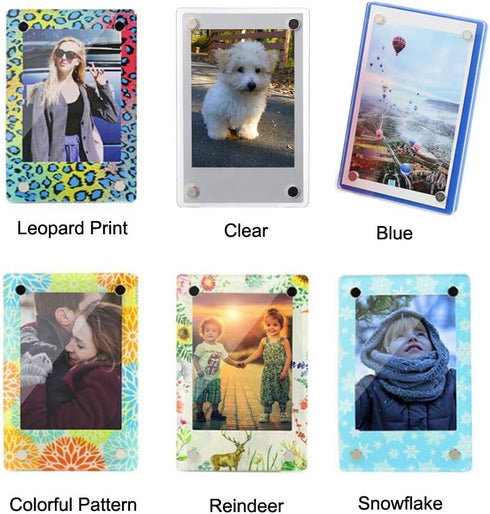 3" Dual Sided Clear Acrylic Refrigerator Magnetic Photo Frame, Frameless Display Compatible with Fujifilm Mini 9 8 8+ 2x3 Photo...