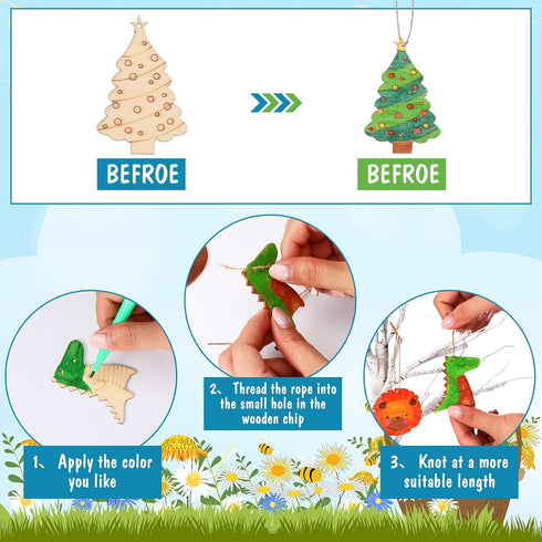 150 Pcs Wood Cutouts Ornaments for Crafts Wooden DIY Painting Kits for Kids Craft and Art Supplies Party Birthday Gift Favors Boys Girls Wooden Or...