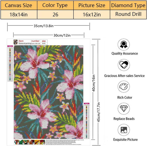 TISHIRON Diamond Art Painting Kits for Adults Floral Arts and Crafts for Beginners Flowers Leaves DIY Full Drill Diamond Art Kits Crystal Painting...