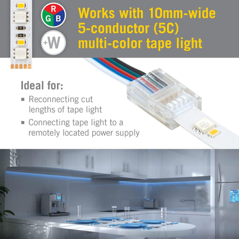 Armacost Lighting 5-Pin RGB+W Multicolor Wire to Tape Connector - 6 Pack 766220...