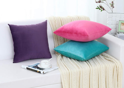 Jeneoo Comfy Soft Thick Velvet Throw Pillow Covers Decorative Solid Square Couch Cushion Cases for Bedroom Sofa Car Decor (Lavender, 16 x 16 Inche...