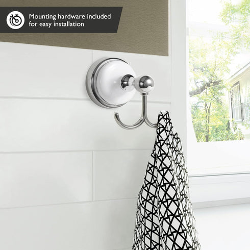 Design House Accessories Bathroom Hardware, Robe Hook, Polished Chrome and White...