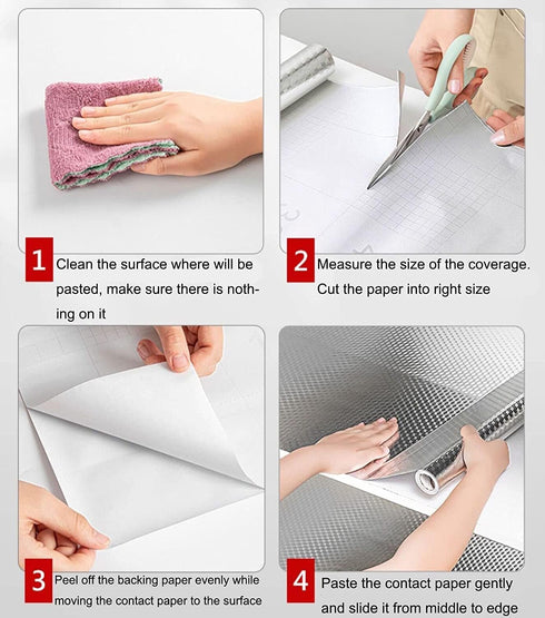 Kitchen Wallpaper Oil Proof Sticker Aluminum Foil Backsplash Self-Adhesive Contact Paper Cabinet Liner Waterproof and Heat Resistant Peel and Stic...