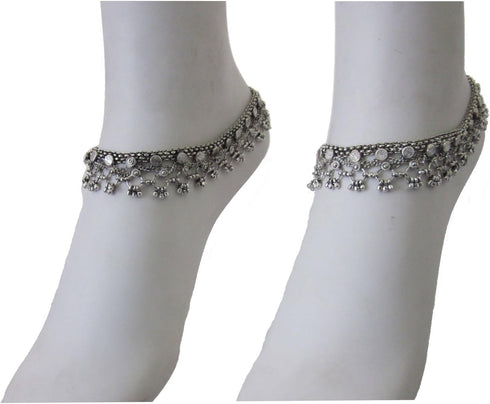 Boho Anklets Barefoot Sandals - Ankle Bracelet Jewelry Pair - Handmade Fine Soldered - Retro Vintage Ethnic Gypsy Hippie Tribal Bohemian Festival ...