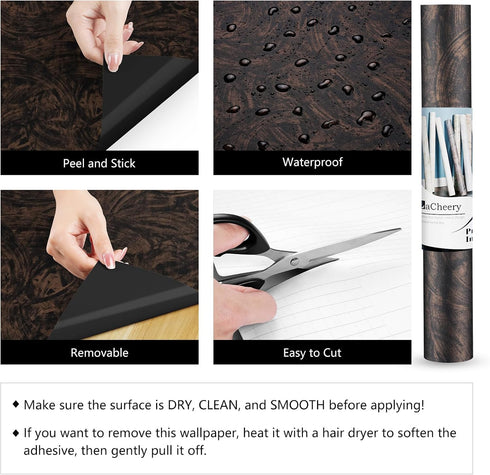 LACHEERY Stained Black Concrete Wallpaper Peel and Stick Dark Black and Bronze Wallpaper for Bathroom Waterproof Removable Self Adhesive Cement Co...