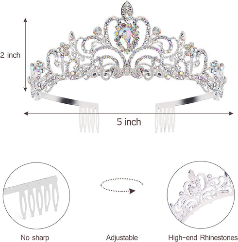 Velscrun Birthday Queen Tiaras Crown for Women, Girls Princess Crowns for Women, Queen Tiara for Mom, Silver Birth Crown Headband Birth Sash, 30th...