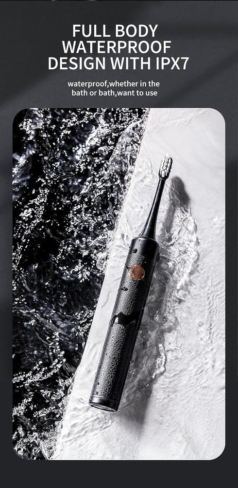 Sonic Electric Toothbrush for Adults,Rechargeable Electric Power Toothbrush 4 Sonic Toothbrush Heads,IPX7 Waterproof 4 Modes,Smart Timer,Black...