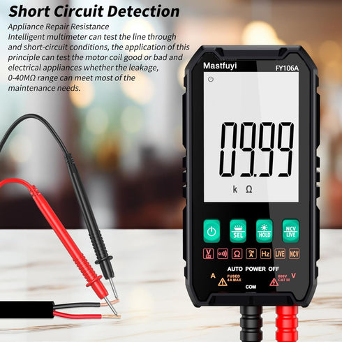 Multimeter Digital, Multi Tester NCV, Compact Intelligent Electrical Tester, Auto-Ranging, Overload Protection, True RMS 4000, Backlit LCD, AC/DC ...