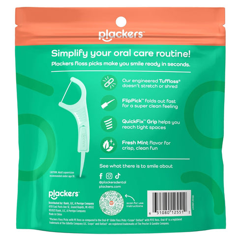 Plackers Micro Line Dental Floss Picks, Fold-Out FlipPick, Tuffloss, Easy Storage with Sure-Zip Seal, Fresh Mint Flavor, 300 Count...