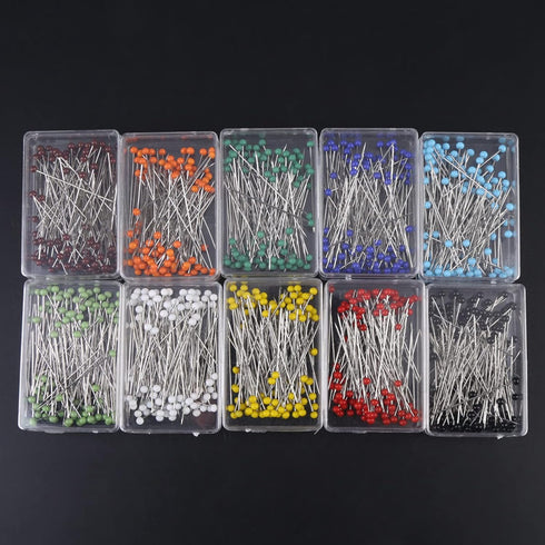 1000Pcs Straight Pins Glass Ball Head Colorful 38mm Long for Sewing Quilting Pins Map Tack Ornament DIY Craft (1000 Pieces)...