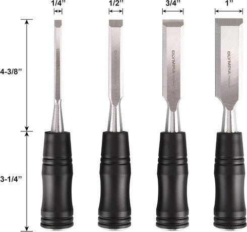 Olympia Tools Long Pattern Wood Chisels, Set of 4 (30-184)...