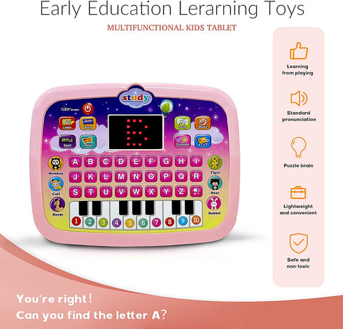 Kid Tablet Toddler Learning Pad Interactive Toy with Screen -Educational Toys Fun Gifts -Music/Piano/ABC/Numbers/Words/Spell/Animals - for Boys&Gi...