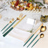 AARAINBOW 8 Pieces Stainless Steel Flatware Set Portable Reusable Cutlery Set Travel Utensils Set Including Chopsticks Knife Fork Spoon Straws Cle...
