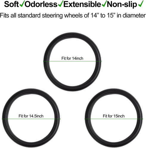 Steering Wheel Cover Black - Massage Grip Silicone Steering Wheel Covers Anti-Slip Universal Car Steering Wheel Cover for Men Women Driving Fatigu...