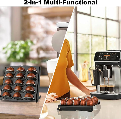 Beautyflier Coffee Pod Holder for Nespresso Vertuoline Capsules, 12 Capacity Coffee Pods Storage Organizer Stand, Coffee Capsule Storage Tray, Cof...