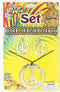 Forum Novelties 65226 Hippie Peace Necklace & Earrings, Silver, One Size Fits Most, As Shown, 9.4 x 6.4 x 0.6"...