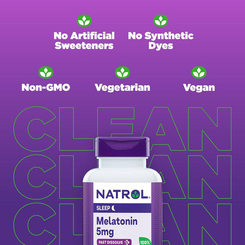 Natrol Sleep Melatonin 5mg Fast Dissolve Tablets, Nighttime Sleep Aid for Adults, 200 Strawberry-Flavored Melatonin Tablets, 200 Day Supply...