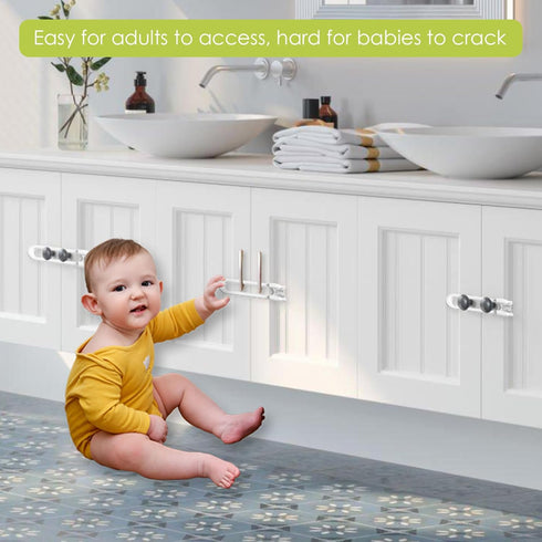 6 Pack Adjustable Cabinet Locks for Babies, U-Shaped Baby Proofing Child Locks for Kids Toddlers Safety, Sliding door latches for Cabinets, Drawer...