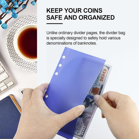 A6 Blue Cash Envelope, 2 Sets 6 Hole Budget Loose Leaf Binder Pockets Index Envelopes for Budgeting Money Saving (3 Set, 15 Pockets)...