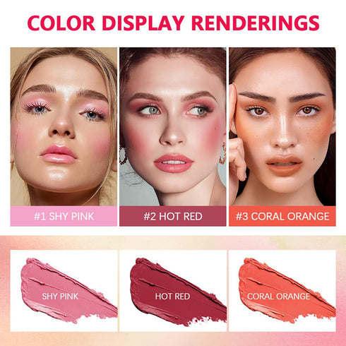 Multi-Use Makeup Blush Stick, Cream Blush Stick, Tinted Solid Moisturizer Stick for Cheek & Eyes & Lips, Waterproof Natural Nude Makeup, Suitable ...