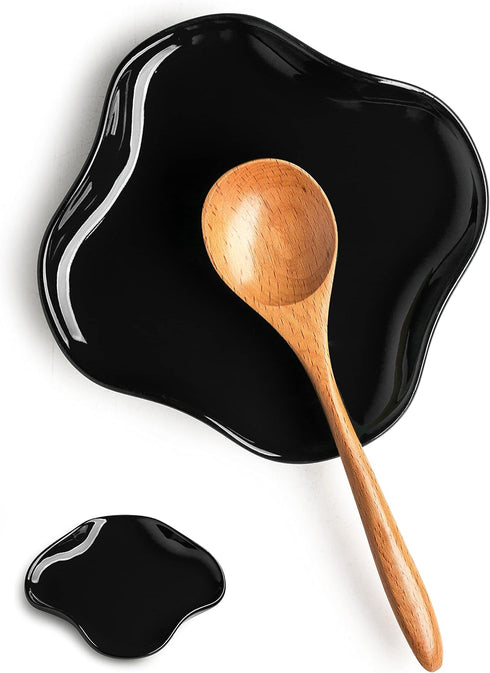 Spoon Holder, Porcelain Spoon Rest with Deep Drip Tray for Kitchen Counter, for Multiple Utensils, Heat-Resistant, Cute Spoon Rest for Spoons, Lad...