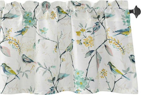 VOGOL Bird Pattern Kitchen Valances for Windows, Window Valance Curtains for Living Room Bathroom Pocket Valance 52 Inch Wide by 18 Inch Long...