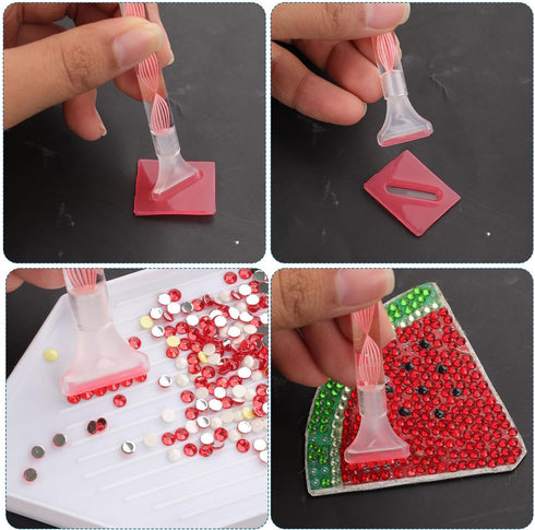 26pcs Diamond Pen Accessories Tools, Diamond Drawing Pen Kit with Pen Tips Tray Glue Clay Double-Ended Diamond Pen Set for DIY Diamond Craft (Pink...