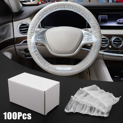 SEG Direct Disposable Plastic White Opaque Steering Wheel Cover, 100pcs/Carton, Universal for Cars, Trucks...