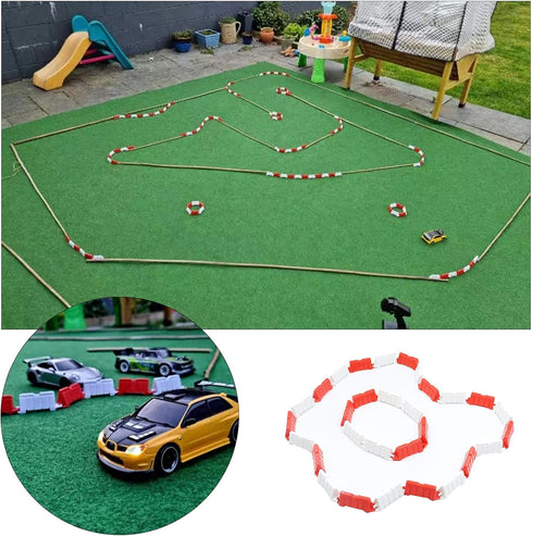 Hobby Fans 120 Pieces RC Car Racing Track Drift Runway Drift Field Fence for 1/14 1/16 1/18 1/24 1/28 Mini RC Car (Red+White)...