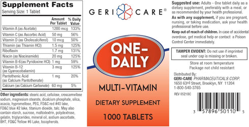 GeriCare One-Daily Multi-Vitamin Tablets Dietary Suplement, 1000 Count (Pack of 1)...