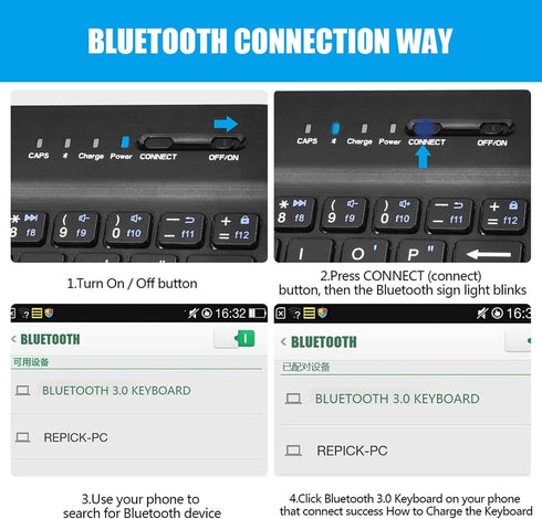 VBESTLIFE Bluetooth Keyboard Sleeve, Universal Bluetooth Keyboard Sleeve with Stand Compatible with 4.5''-6.8'' Cellphone for Android, for Windows...