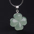 St. Patrick's Day Four Leaf Clover Pendant Necklace Green Aventurine Gemstone Pendant Necklace 18"...