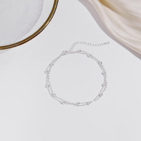 CAROVO Minimalist Layered Satellite Ankle Bracelet 14K Gold Plated Cute Layering Beads Sphere Boho Ankle Bracelet Delicate Summer Beach Beaded Ank...