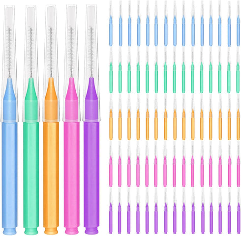 EasyHonor Braces Brush for Cleaner Interdental Toothpick Dental Tooth Flossing Head Oral Hygiene Flosser Cleaners Cleaning Tool (5Colors,75pcs)...