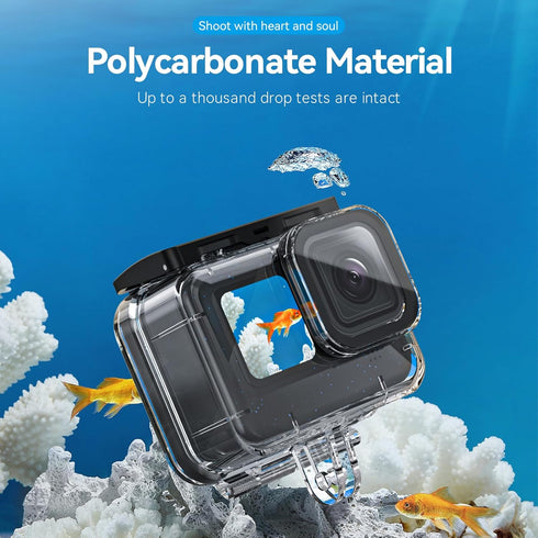 TELESIN Waterproof Case for GoPro Hero 12 Hero 11 Hero 10 Hero 9 Black, Underwater Dive Case Housing Shell Supports 60M/196FT Deep Diving Scuba Sn...