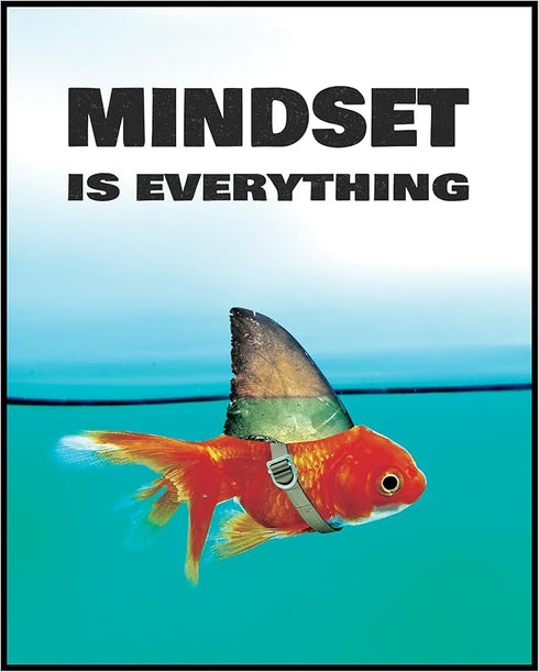 Posterizer 1 pcs-Mindset is Everything-shark goldfish-Motivational & Inspirational Girls room art-Decor for Bedroom, Office- UNFRAMED Wall Art...