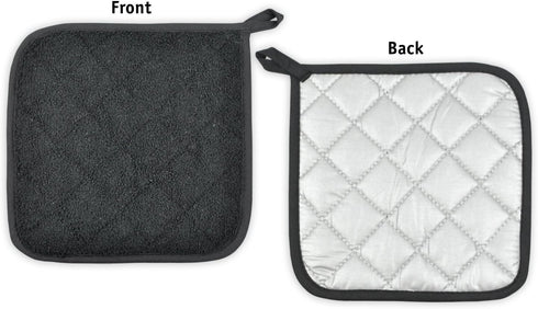 DII Basic Terry Collection Quilted 100% Cotton, Potholder, Black, 3 Piece...