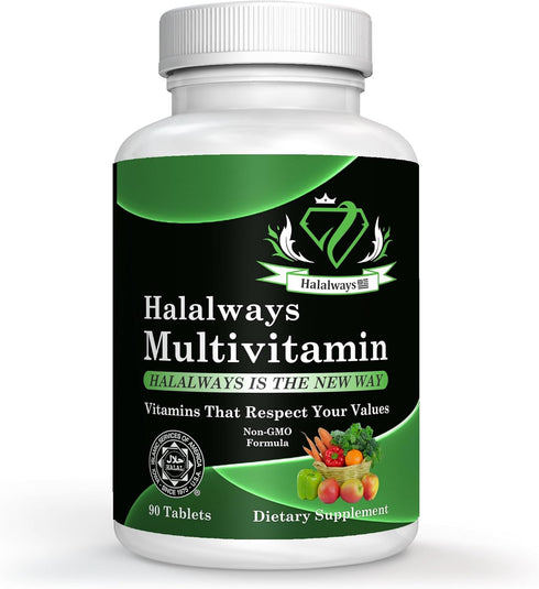 Halalways Multivitamin Certified Halal Multivitamin, Supplement Tablet with Vitamin A, Vitamin C, Vitamin D, Vitamin E and Zinc for Immune Health ...