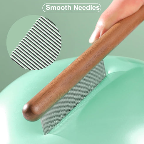 6 Pack Cat Comb, Solid Wood Pet Comb with Rounded and Smooth Ends Stainless Steel Teeth for Cat Dog, Rabbit Hair Comb, Flea Lice Comb for Removes ...