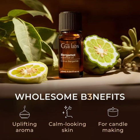 Gya Labs Bergamot Essential Oil - 100% Pure and Natural Bergamot Aromatherapy Essential Oil Uplifts Mood for Emotional Balance, Soothes Skin and S...