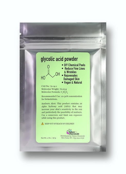 Glycolic Acid Powder (2 Oz/56 grams) DIY Glycolic Crystal Powder is 99% Pure, DIY Glycolic Acid Peels, Lotion and Serum by Talsen Chemcials...