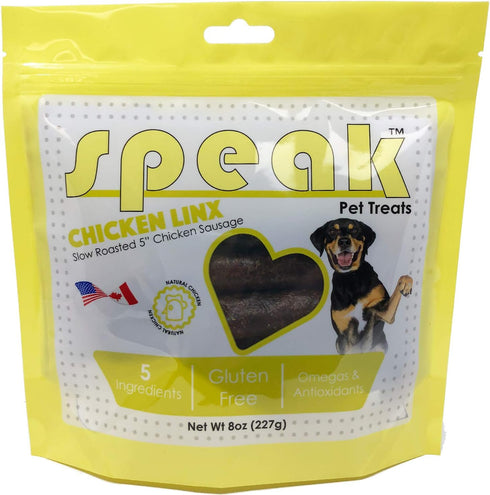 Treats Chicken Linx, Natural Gluten Free Low Calorie Sausage Training Treat Snacks with Limited Ingredients, Perfect for Dogs, 8 Ounces...