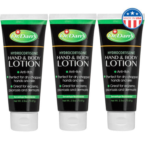 Dr. Dan's Hydrocortisone Hand and Body Lotion- 3 Pack- Anti Itch Lotion for Men and Women...