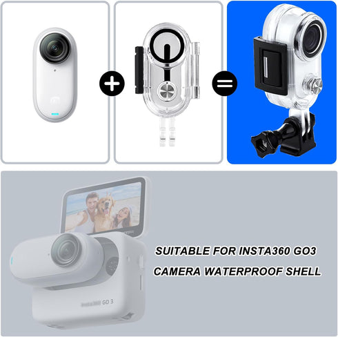Waterproof Housing Case for Insta360 Go 3, Underwater Dive Protective Shell 30M (98ft) with Bracket Accessories...
