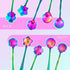 9 PCS Rainbow Flower Spoon Set, LEEFONE 2 Different Size Stainless Steel Reusable Teaspoons Coffee Sugar Stirring Spoon Dessert Cake Spoons Tea Sc...