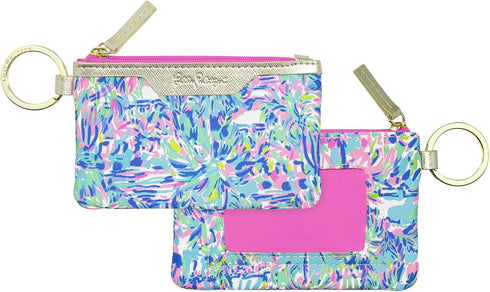 Lilly Pulitzer ID Holder Wallet, Blue Keychain Wallet with Zip Close, Cute Card and ID Case for Women, Cabana Cocktail...