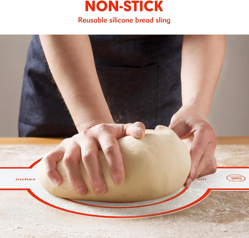 Silicone Bread Sling Set for Dutch Oven, Non-Stick, Heat Resistant, and Reusable - Includes 2 Long-Handled Baking Mats for Effortless Sourdough Br...