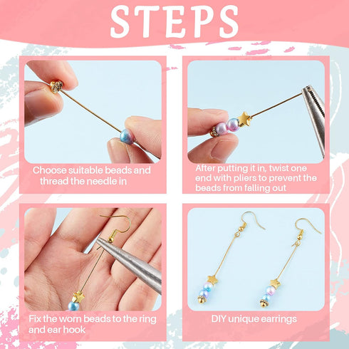 60 Pieces Head Pins for Jewelry Making Flower Beads Ball Pins 2.1 Inch with Clear Box for Jewelry Making Earring Bracelet DIY Accessories, Silver,...