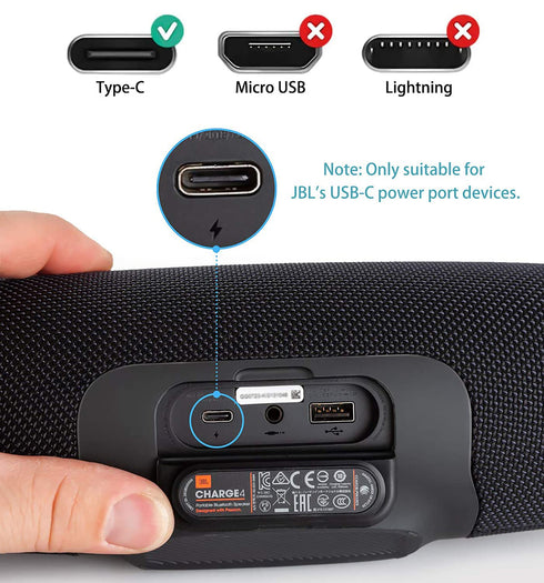 USB Power Charger Charging Cable Cord Compatible with for JBL Charge 4, Charge 5, JBL Flip 5, JBL Pulse 4 Clip4, JRPOP, Endurance Peak II, JBLCHAR...