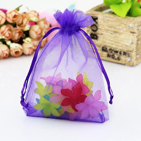 4x6 Inch Organza Gift Bags with Drawstring for Jewelry,Candy,100 Pcs Purple Sachet,Sheer Fabric Mesh Pouches for Baby Shower,Girl Birthday Present...